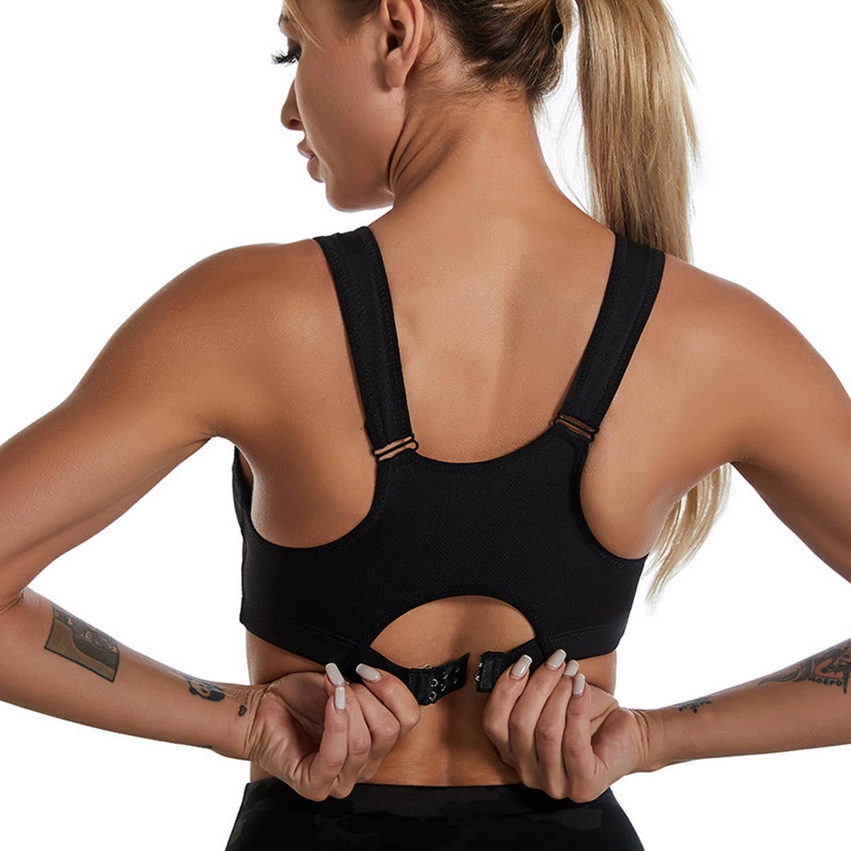 NON-WIRED ZIPPER PLUS SIZE SPORTS BRA_CWMU0296