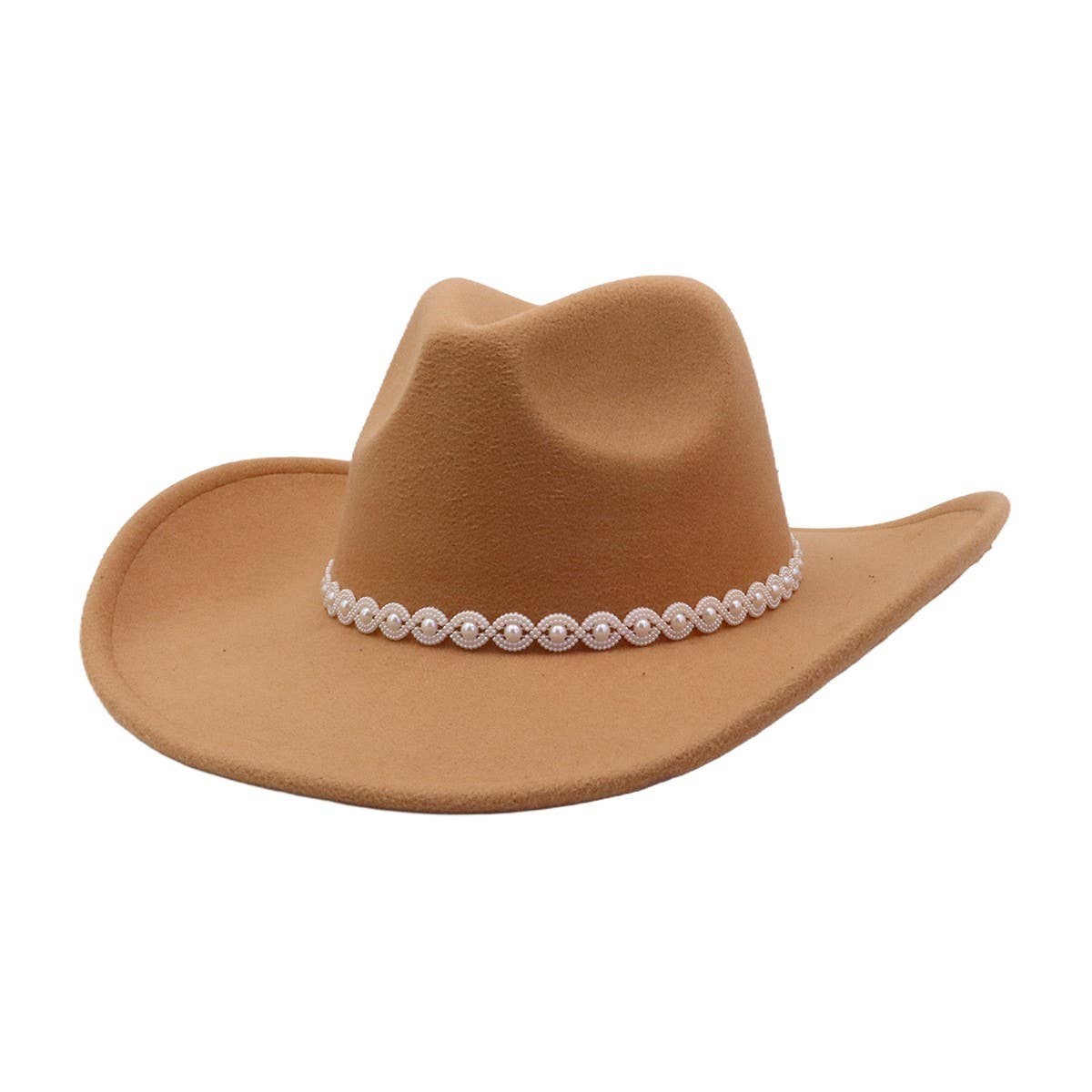 Western Ethnic Wool Felt Cowboy Fedora Hat_CWAH04438