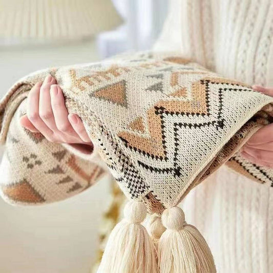 KNITTED BOHEMIAN SOFA BLANKET