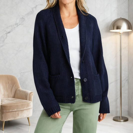Casual knitted long-sleeved button-down cardigan
