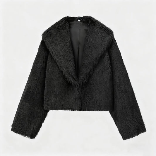 Elegant faux fur effect jacket short coat