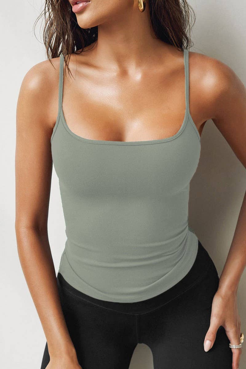 CWTHT0192_SOLID COLOR SLIM SHORT CAMISOLE TOP