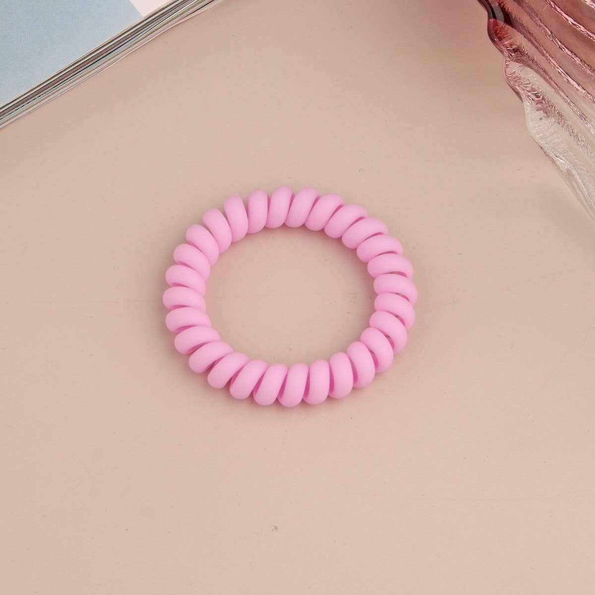 CWAHA1379_SIMPLE FROSTED PHONE CORD HAIR TIE