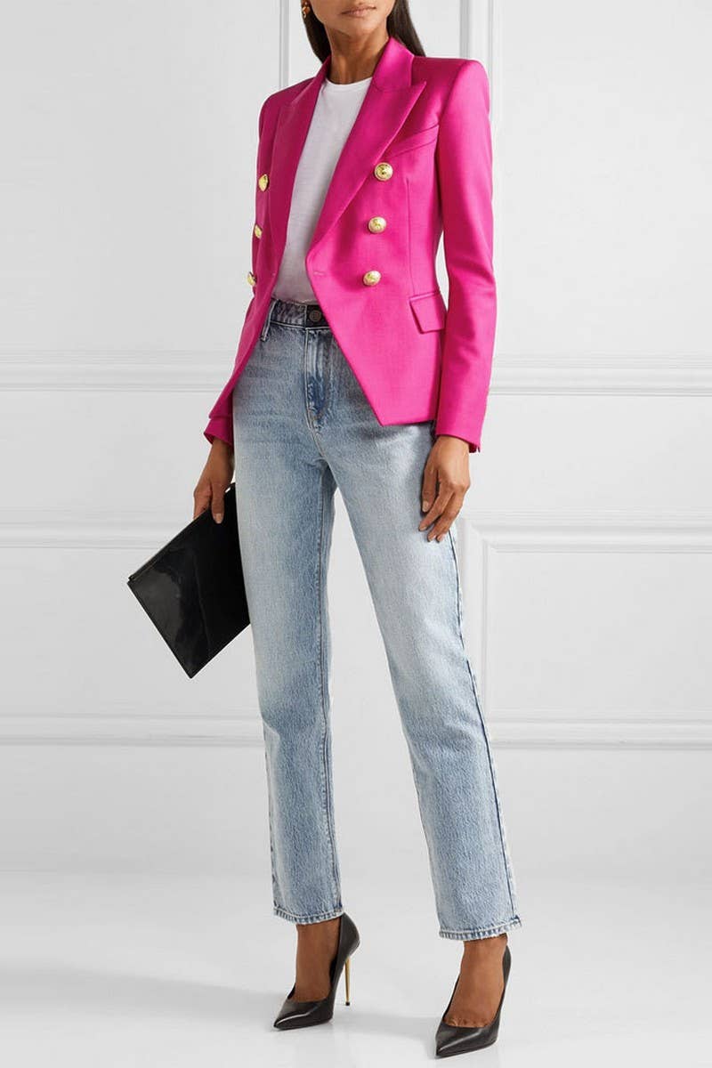 CWOCO0955_SOLID COLOR DOUBLE-BREASTED SHORT SUIT COATS