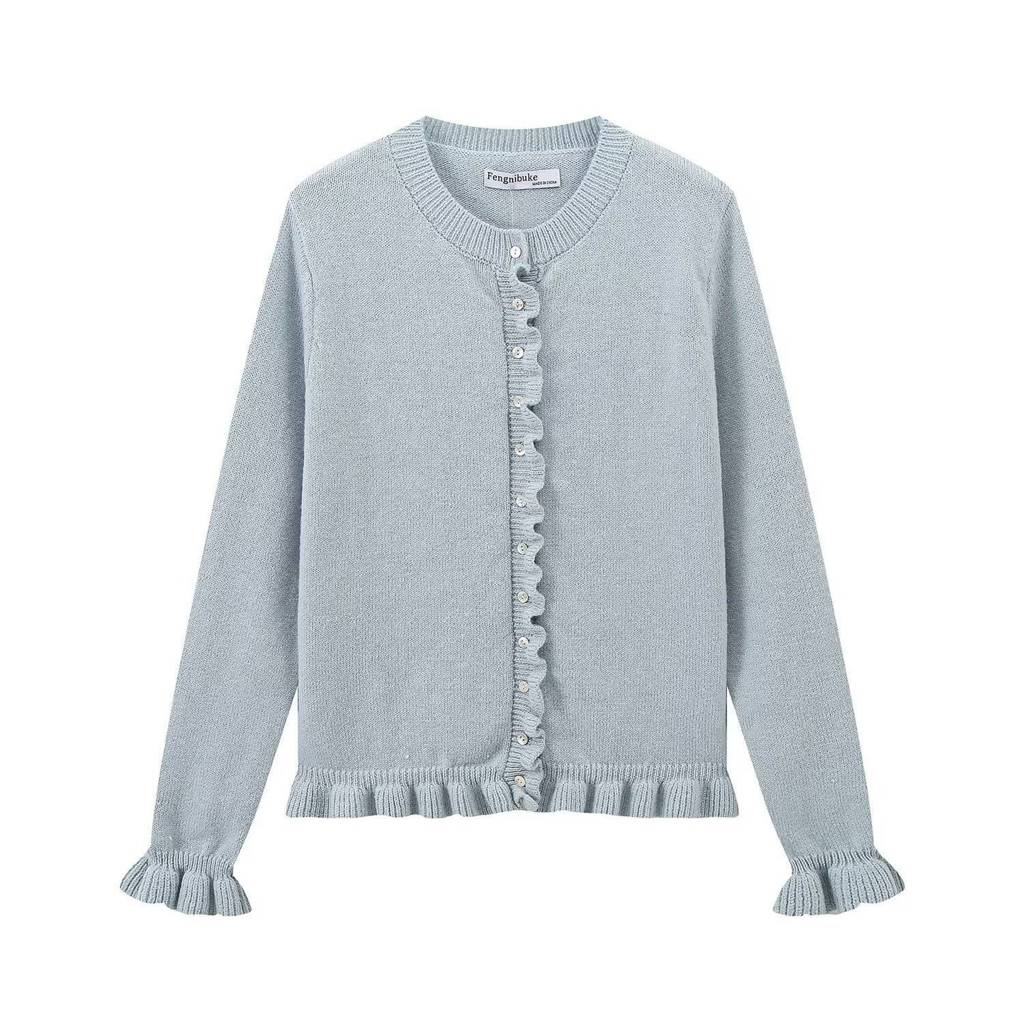 CASUAL LAYERED EMBELLISHED CREW-NECK KNIT COAT