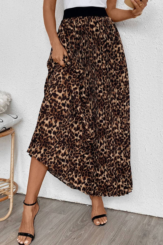 CWBMS0282_AUTUMN AND WINTER LEOPARD PRINT PLEATED SKIRT