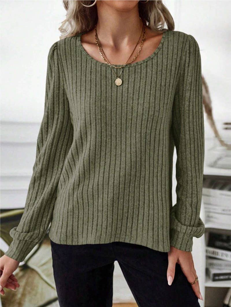 CASUAL SOLID COLOR V-NECK PIT STRIPE SWEATER