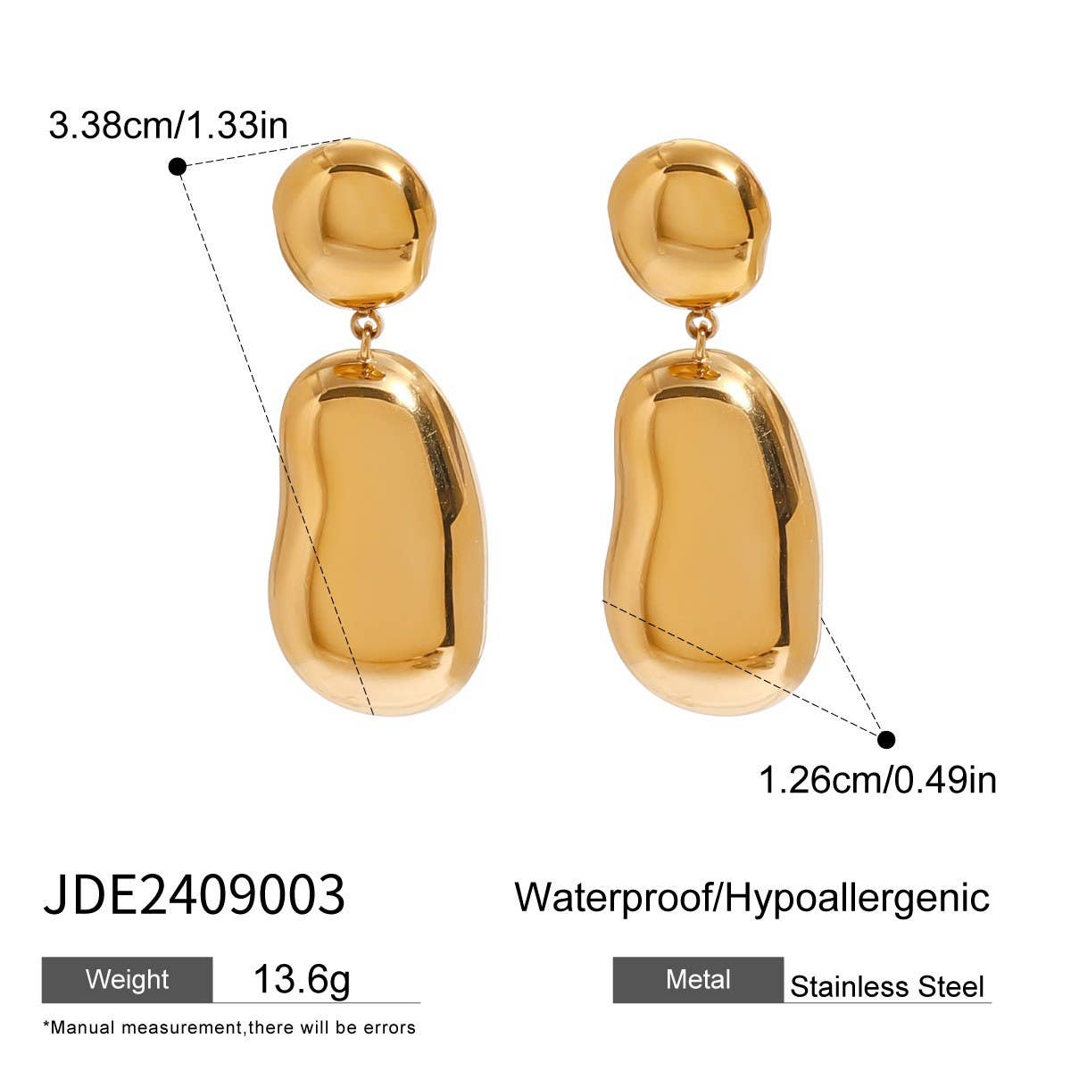 Waterdrop Cuff Bracelet & Stud Earrings Set