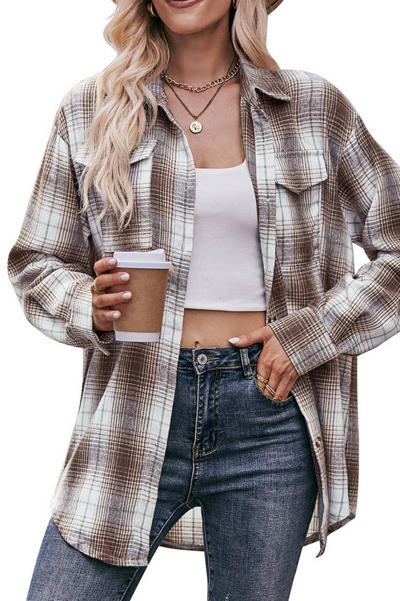 CWTSTL1691_OVERSIZE LOOSE LONG SLEEVE PLAID SHIRT