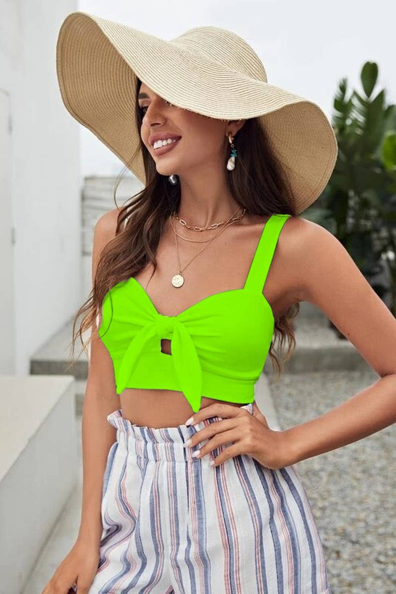 CWTTK00286_SOLID COLOR BOW STRAP SEXY TOP