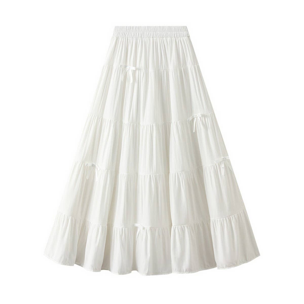 CAKE SKIRT HALF SKIRT BOW A-LINE LONG SKIRT_CWBMS0319