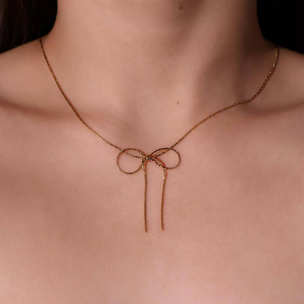 Vintage Titanium Steel Bow Necklace