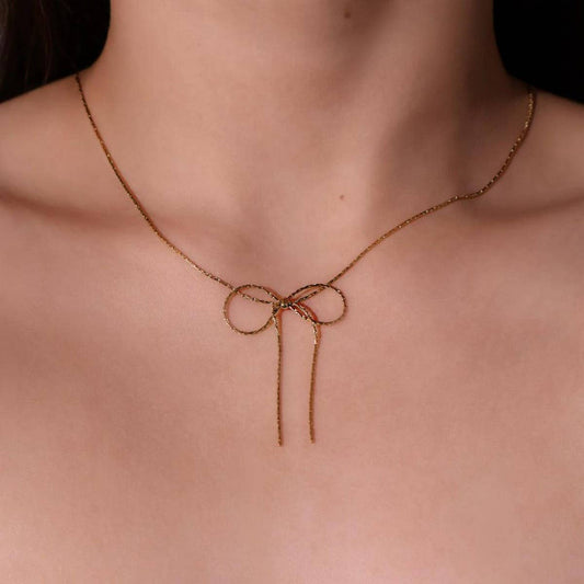 Vintage Titanium Steel Bow Necklace