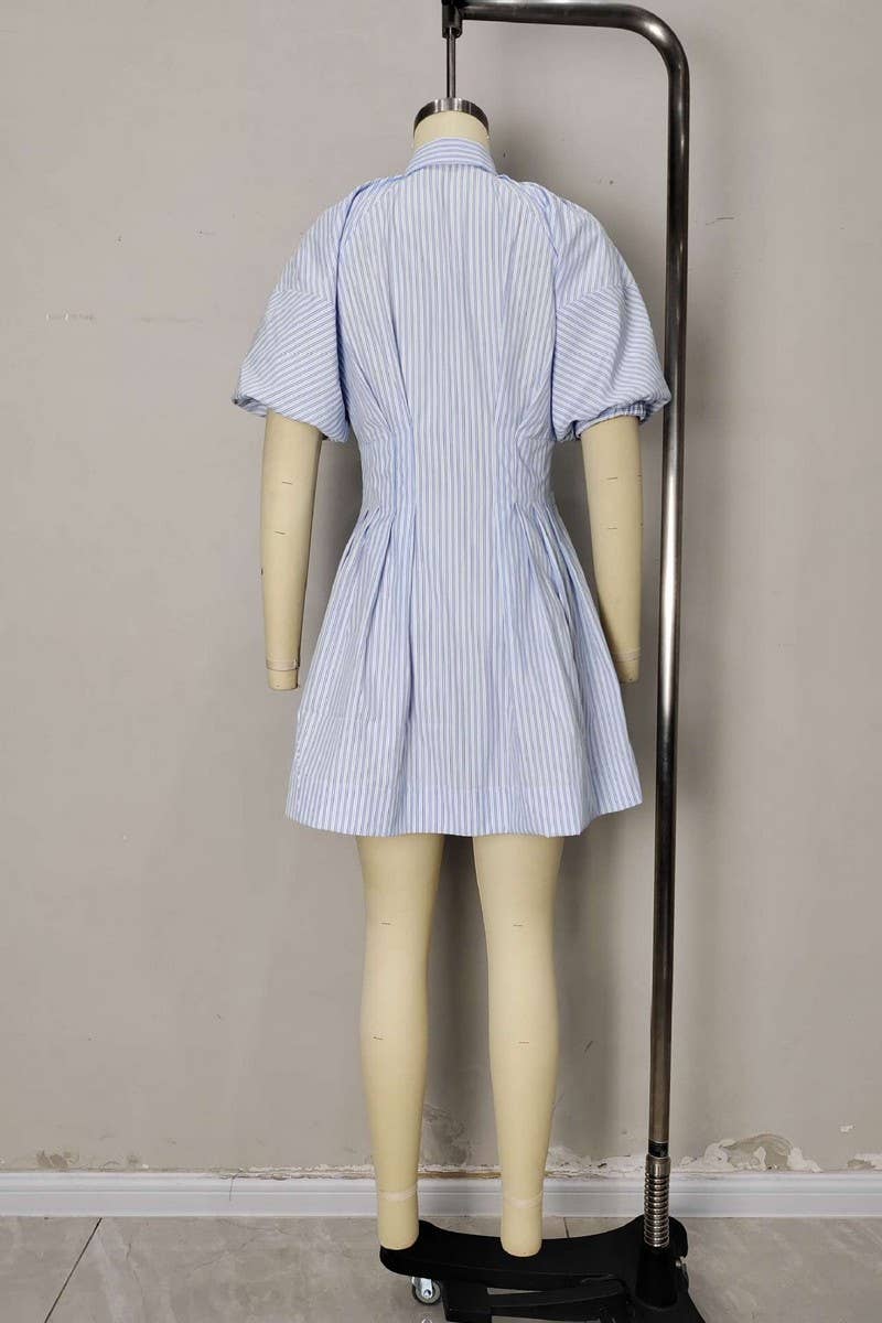 CWTDSS0076_STRIPED BUTTON FRONT COLLARED SHIRT MINI DRESS