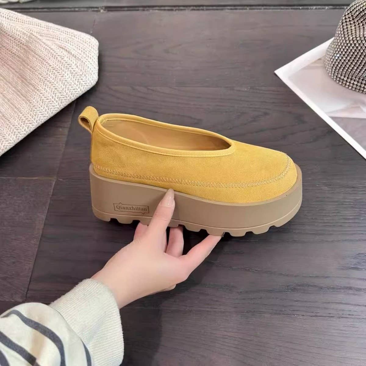 Chunky Leather Birkenstyle Round Toe Sneakers