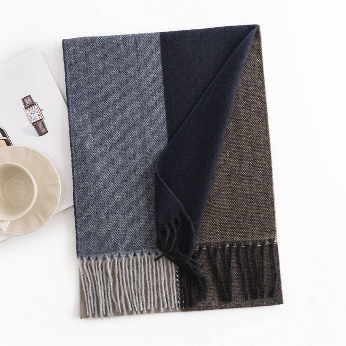 Men's Plaid Colorblock Scarf - Winter Warm Style