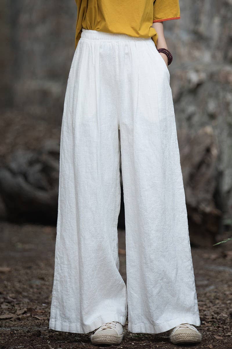 CWBLP1377_COTTON AND LINEN SAND-WASHED WIDE-LEG TROUSERS