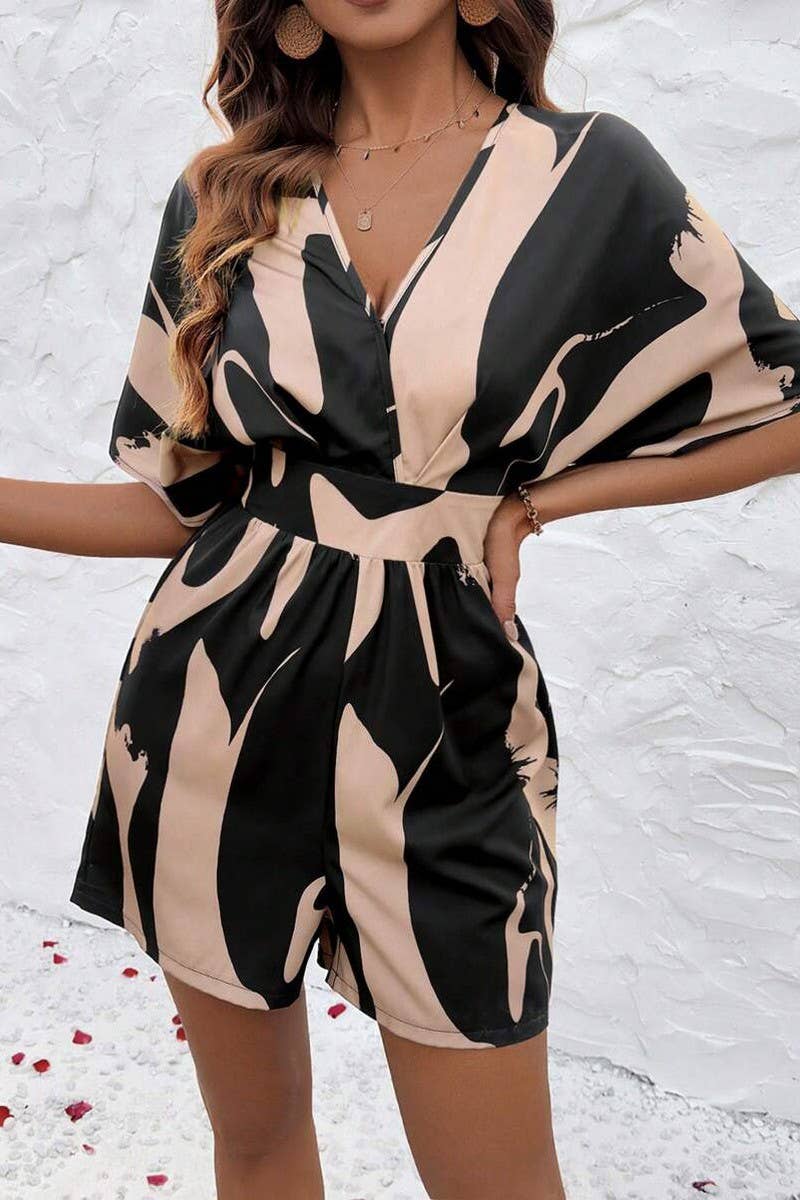 CWSJS1671_PRINTED CROSS NECK HIGH WAIST JUMPSUIT