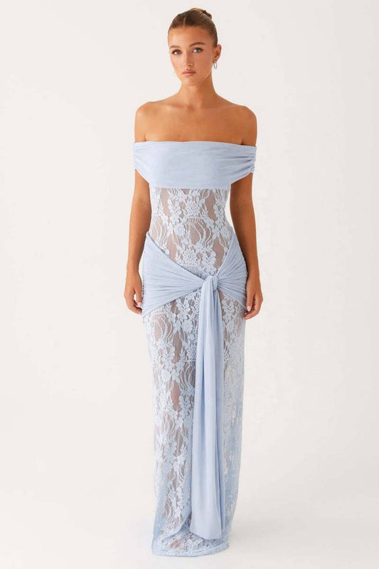 CWDMD6013_SEXY LACE HOLLOW SHEER STRAP BODYCON DRESS