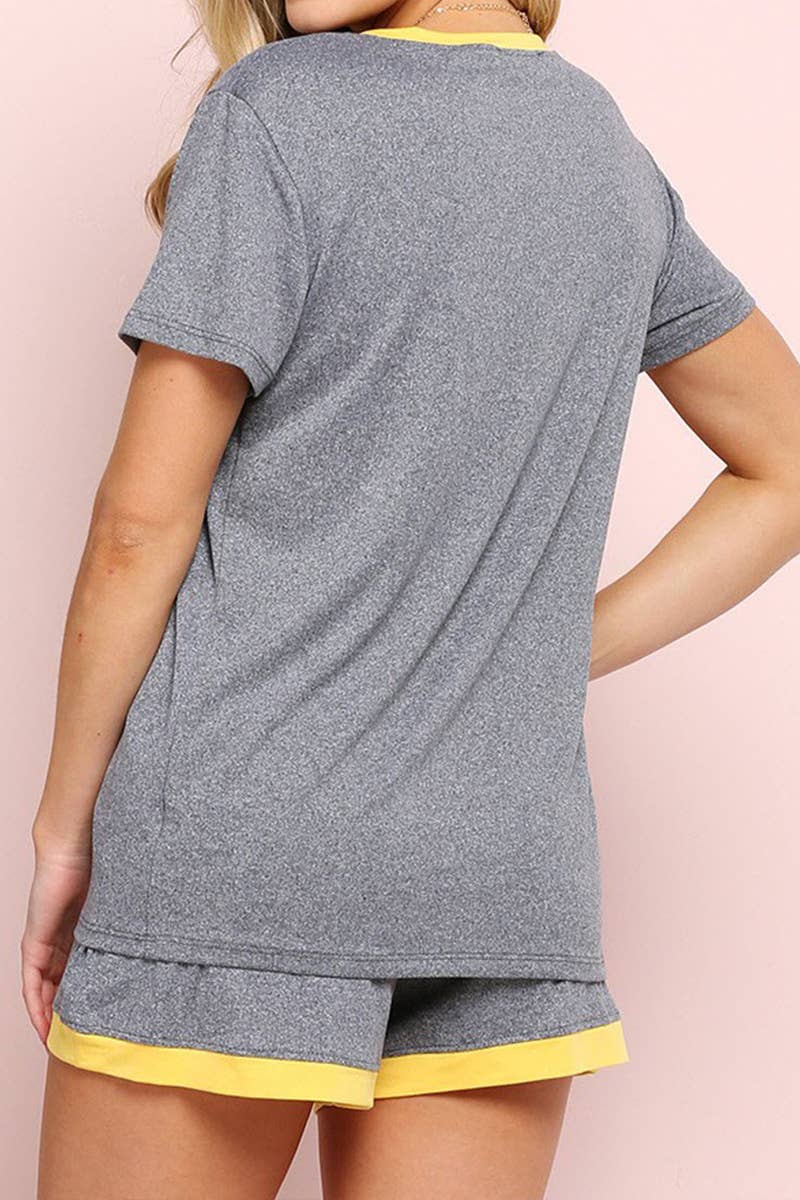 CWSPJ031-P_SHORT SLEEVE TOP WITH SHORTS PAJAMA SET
