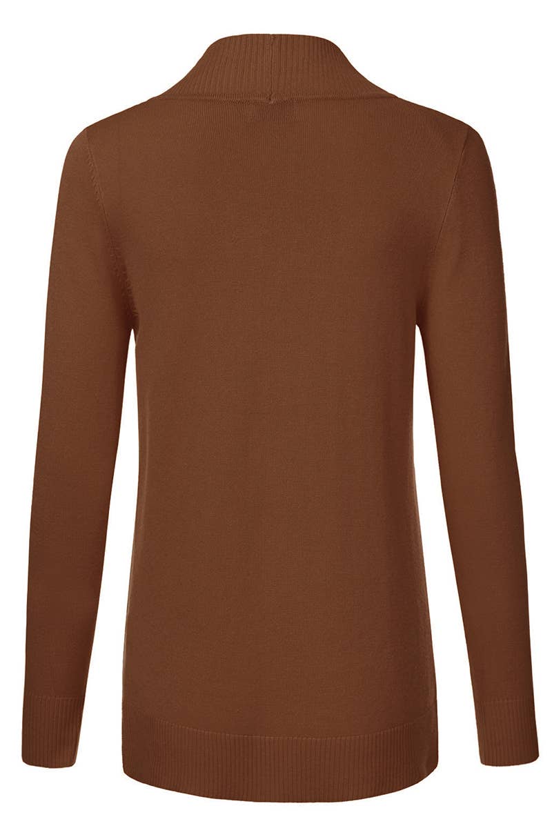 AWOCAL313_Open Front Long Sleeve Pockets Sweater Cardigan