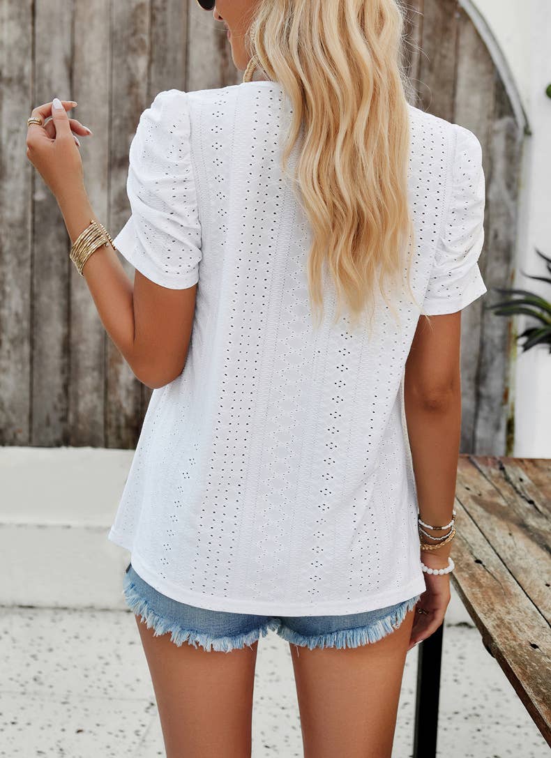 CASUAL SOLID COLOR SQUARE COLLAR SHIRT TOP