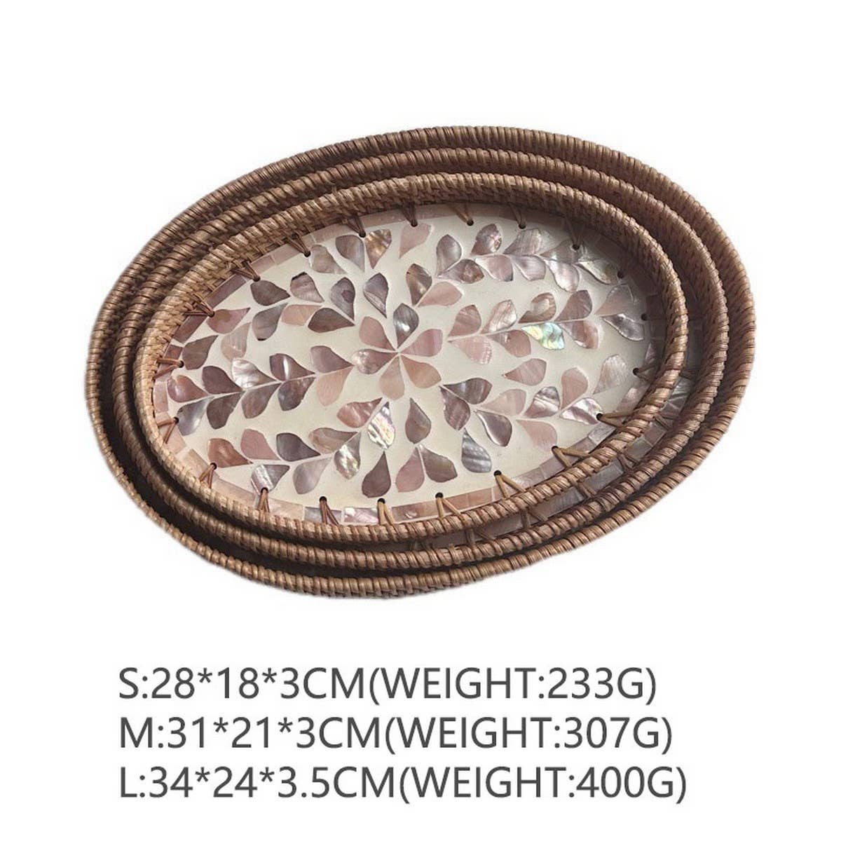 RATTAN SHELL ROUND PLATE THREE-PIECE SET_CWMM4496