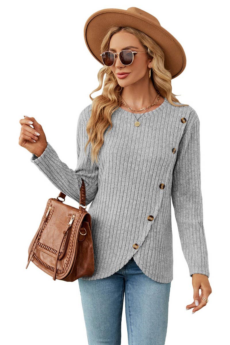 CWTBLL1114_LONG SLEEVE ROUND NECK TULIP HEM BOTTOMING SHIRT