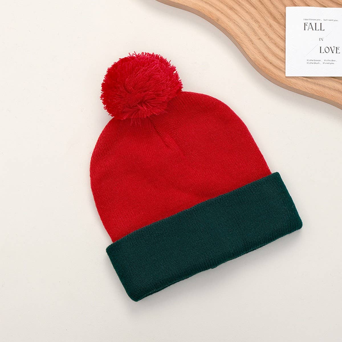 CWAH04339_CHRISTMAS STRIPED KNIT POM POM BEANIE HAT