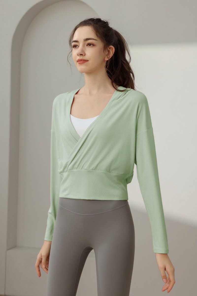 CWTBLL3629_NEW STYLE SPORTS LOOSE YOGA JACKET HOODED TOP