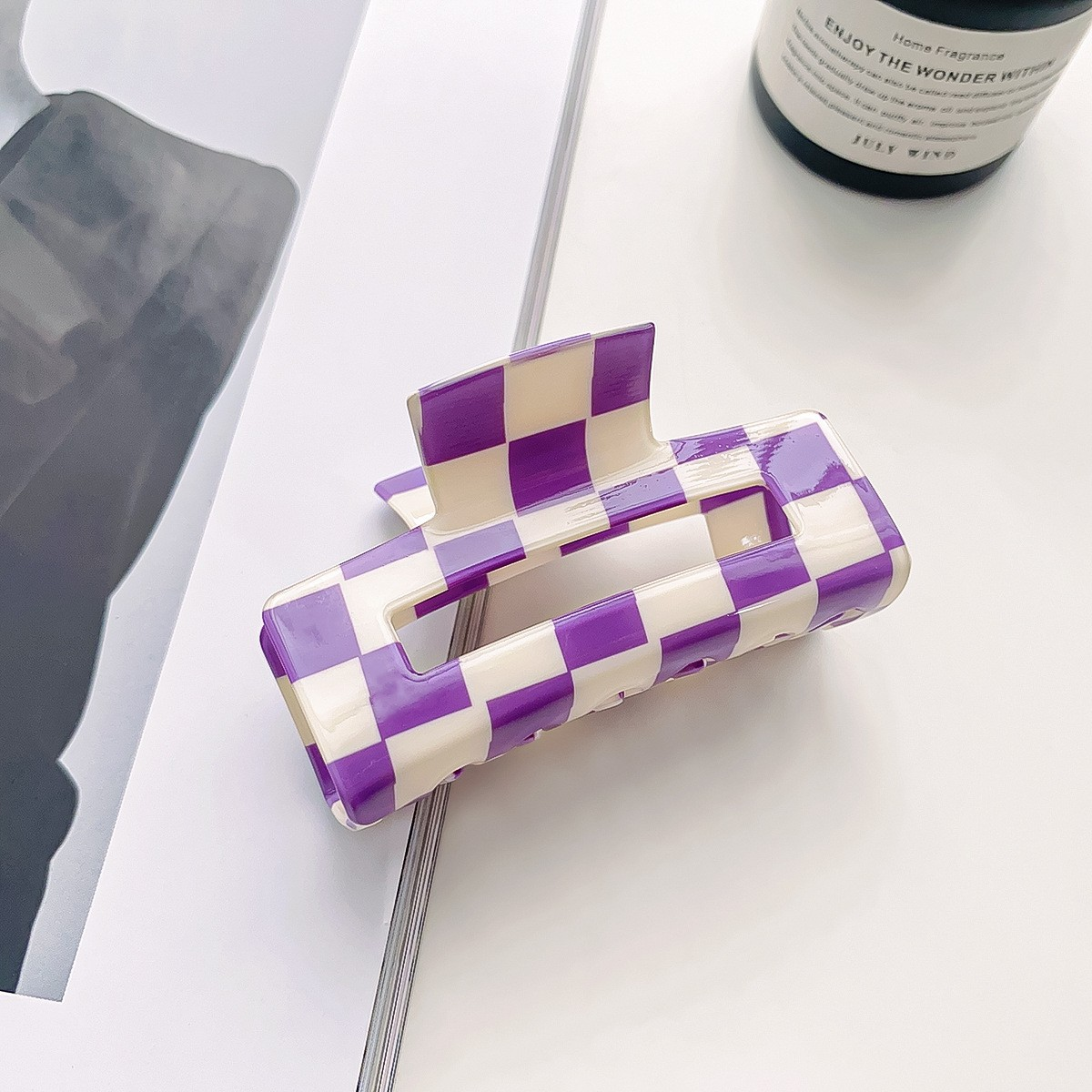 Checkerboard Hair Claw ??Candy Color Acetate Look_CWAHA0395
