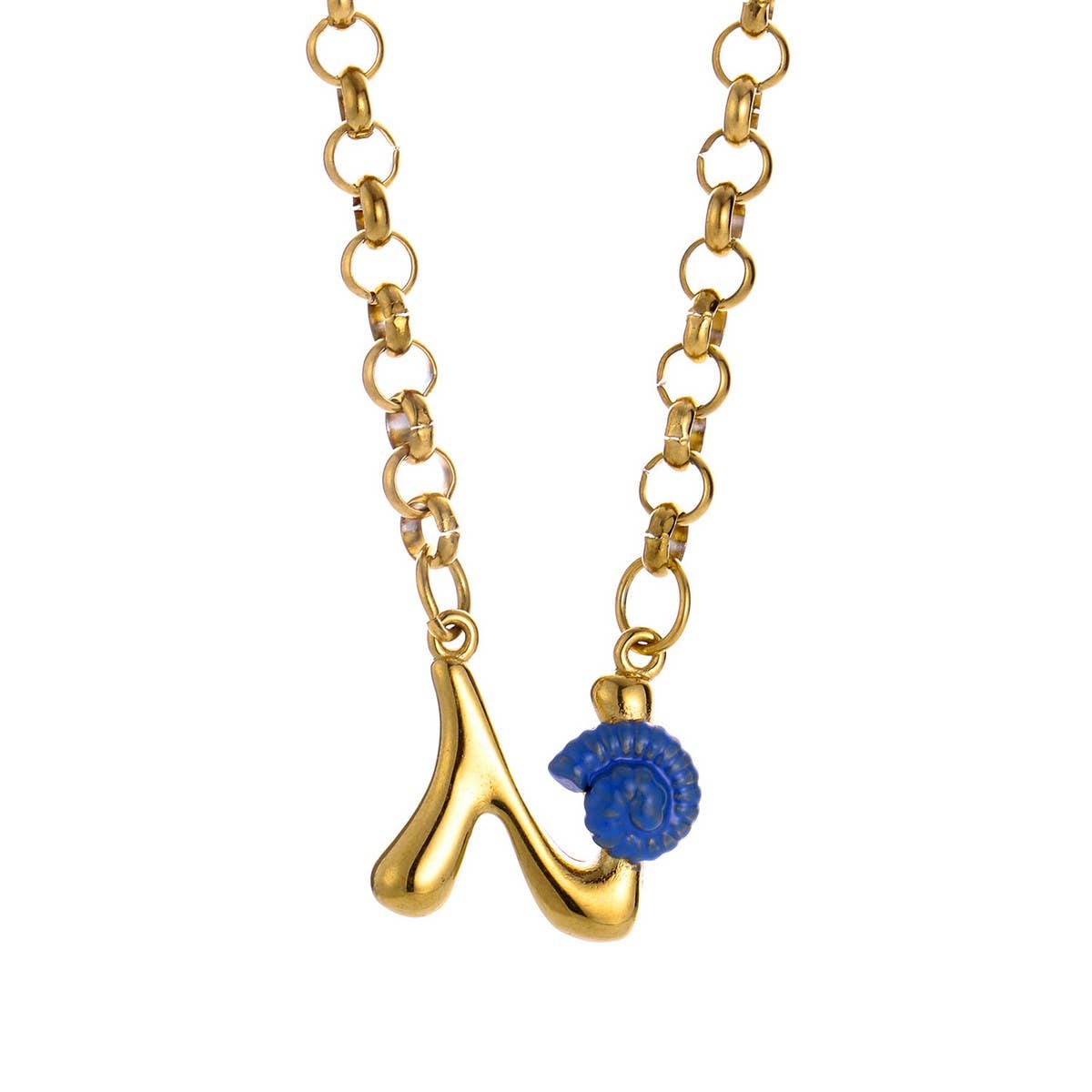 Original Stainless Steel Letter Necklace withEnamel_CWMM8836