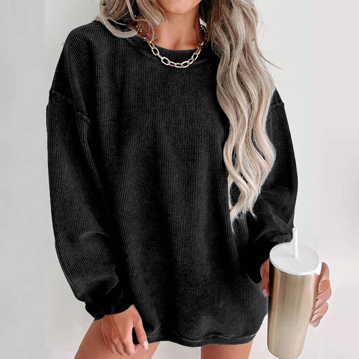 CASUAL DAILY SOLID COLOR ALL ROUND NECK HOODIE