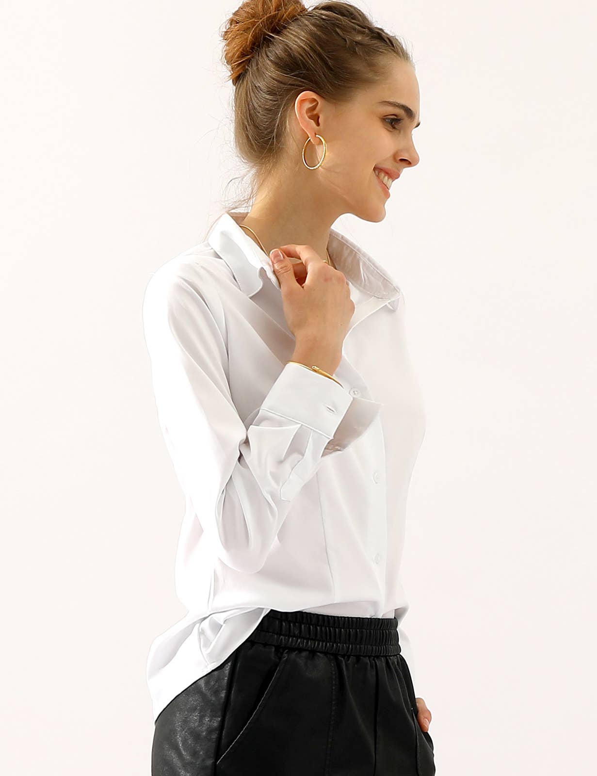 CWTSTL720_Basic Long Sleeve Button Down Collared Shirts