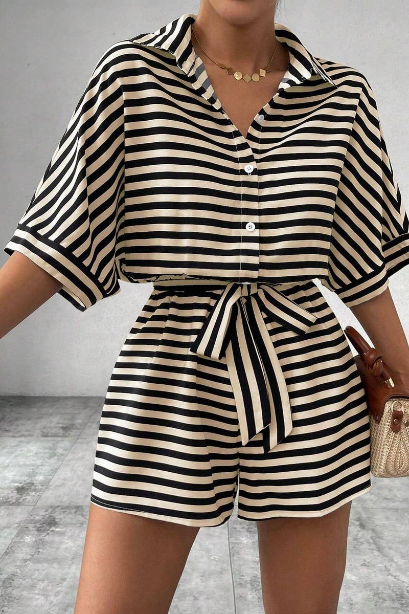 CWSBSS0053_SPRING AND SUMMER LAPEL MID SLEEVE BODYSUIT SET