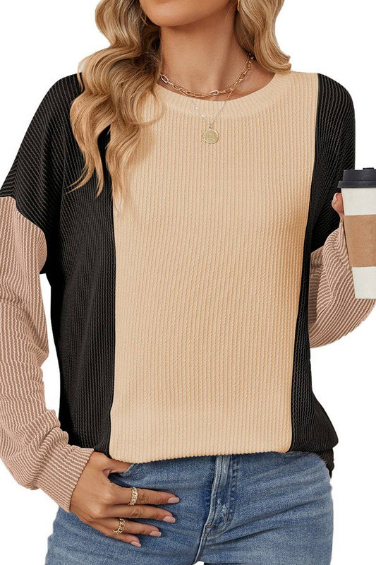 CWTBLL3666_FASHIONABLE LOOSE THREAD SPLICING T-SHIRT