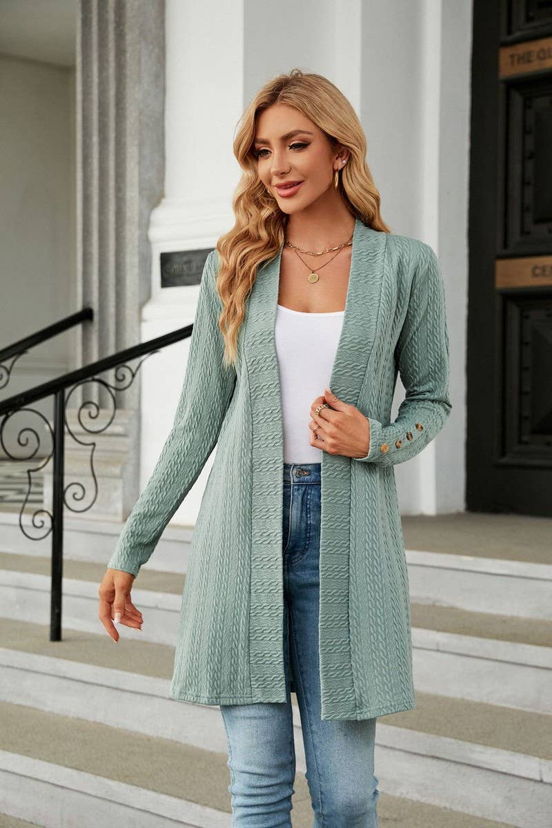 CWOCAL1937_SOLID COLOR BUTTON LONG SLEEVE CARDIGAN COATS