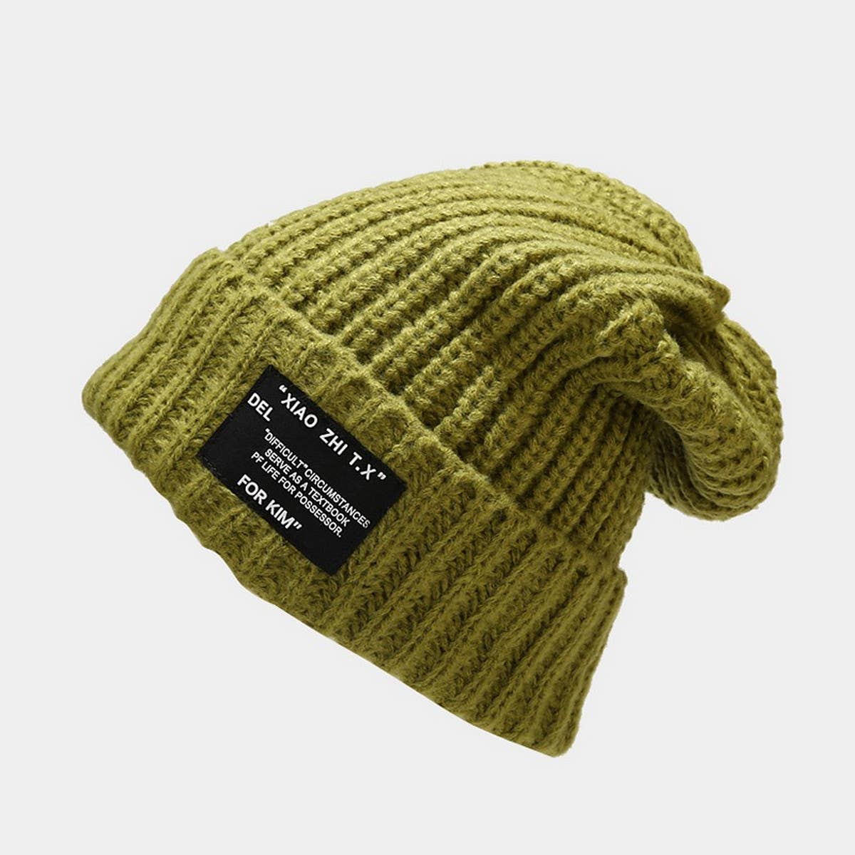 VINTAGE LETTER PATCH KNITTED HAT_CWAH1622