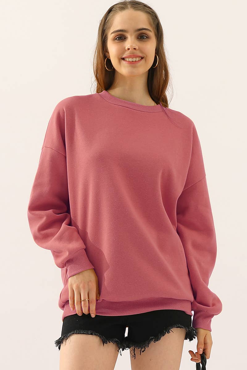 CWTTL1424_Round Neck Casual Long Sleeve Top
