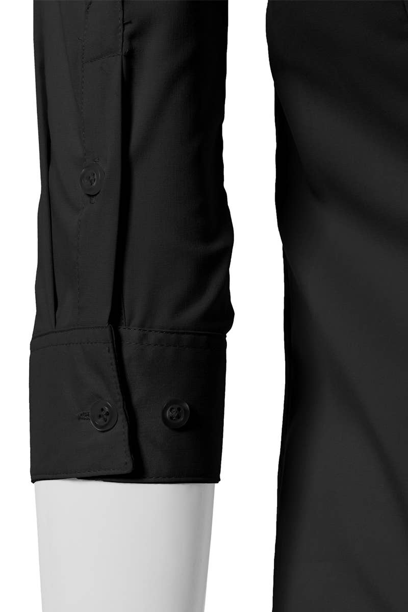 CWTSTS116_Basic Slim Fit Simple 3/4 Sleeve Button Down Shirt