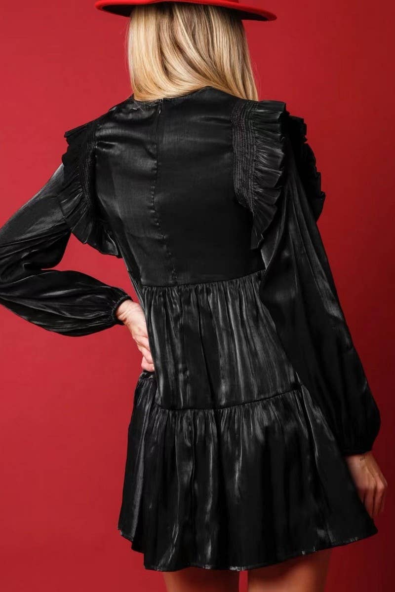 CWDSD10902_SEQUIN SOLDIER EMBROIDERY LONG SLEEVE DRESS