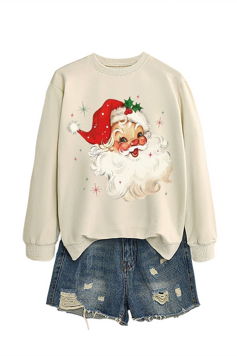 CWTBLL01324_SANTA CLAUS HEAD PATTERN PULLOVER SWEATSHIRT