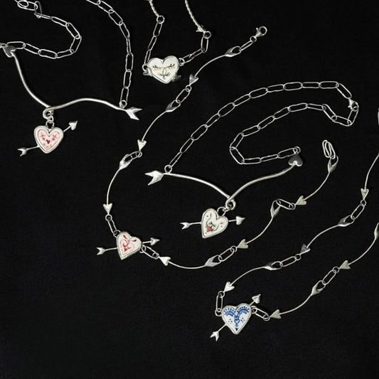 Arrow Heart Necklace ??18K Gold Paperclip Chain_CWAJE4971