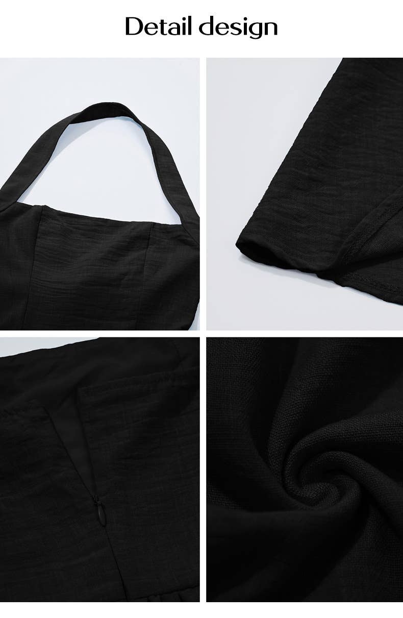 Casual high-waisted sleeveless halter dress