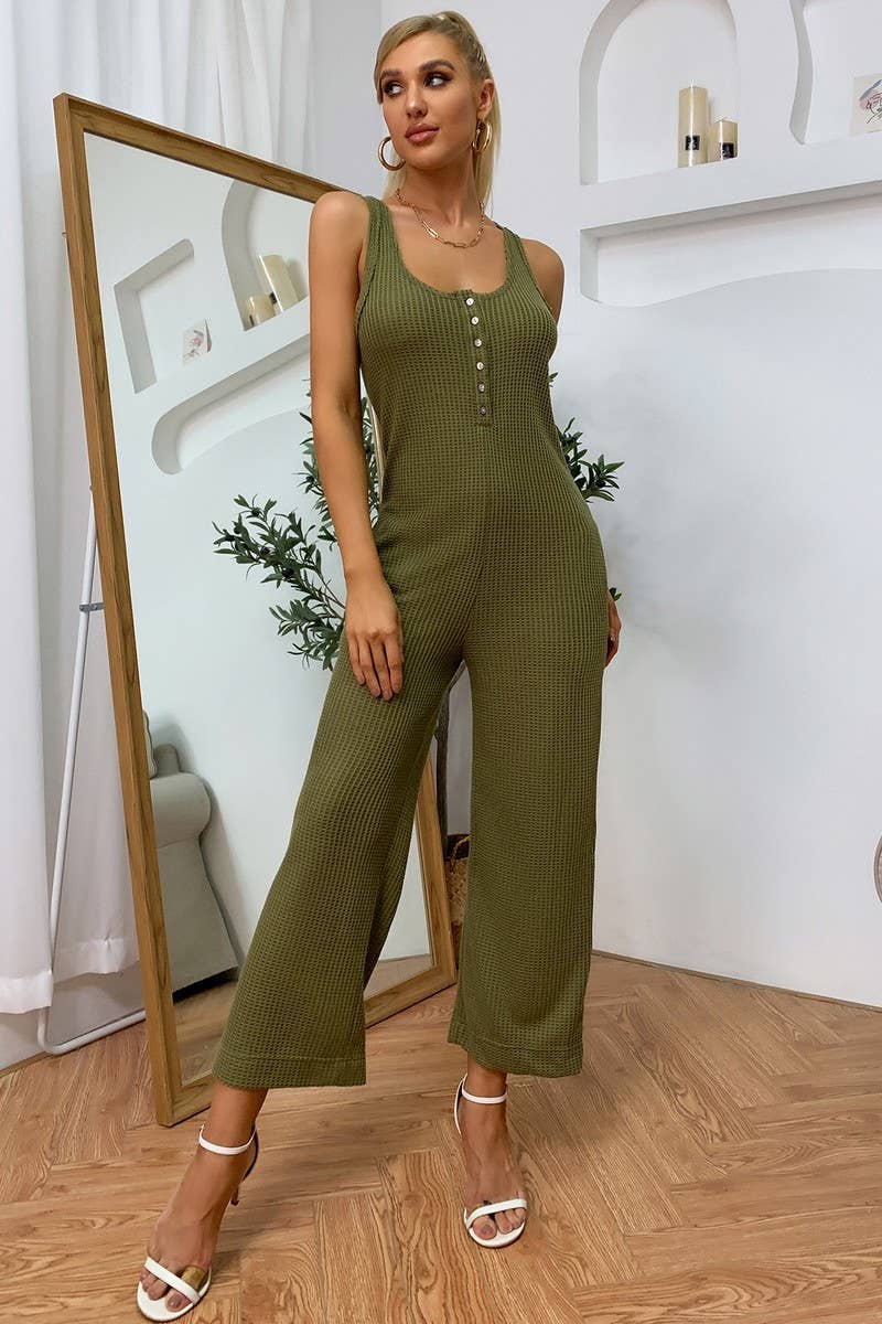 CWSJS0338_Round Neck Sleeveless Long Wide Leg Jumpsuits