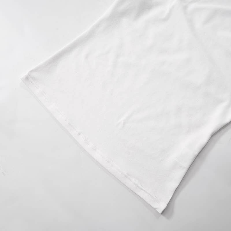 DIAGONAL NECK PLEATED WAIST SOLID COLOR T-SHIRT