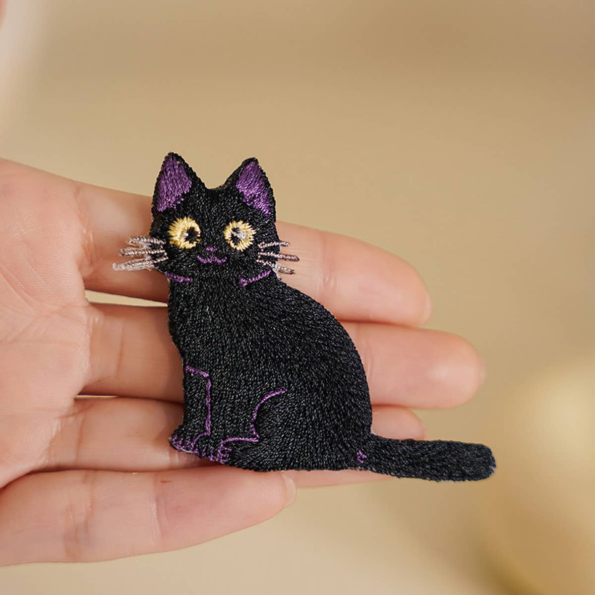 3D Cat Embroidered Iron-On Patch for Stain Repair_CWMM5921