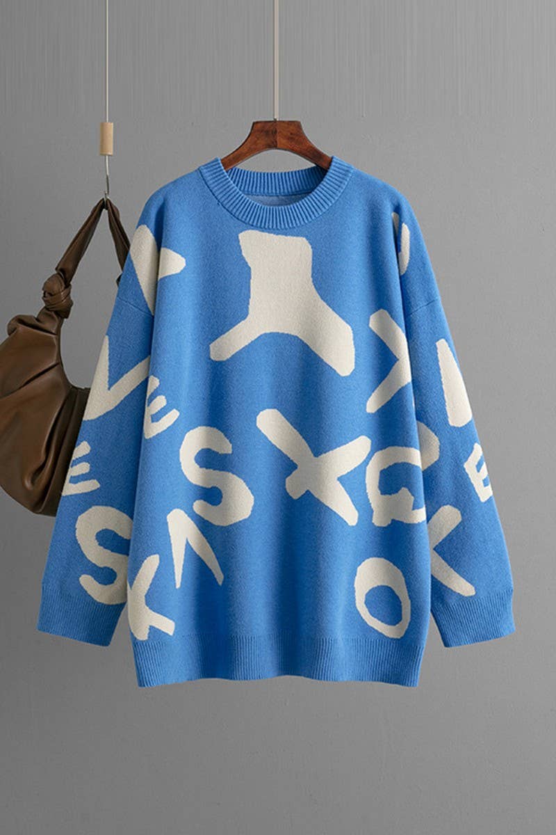 CWOSWL07293_WOMEN¡¯S JACQUARD KNIT LONGLINE SWEATER TOP