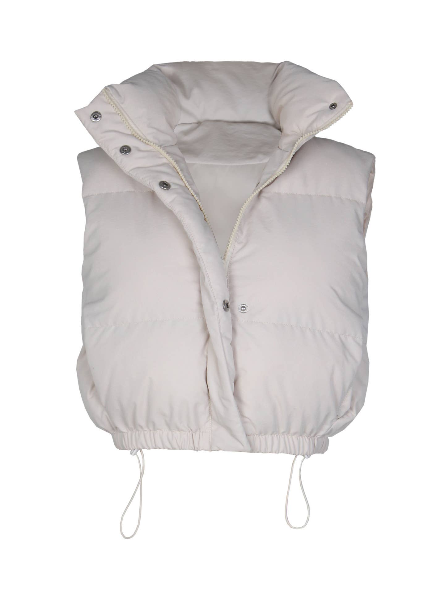 BEAUTY SOLID COLOR STAND-UP COLLAR ZIPPER VEST