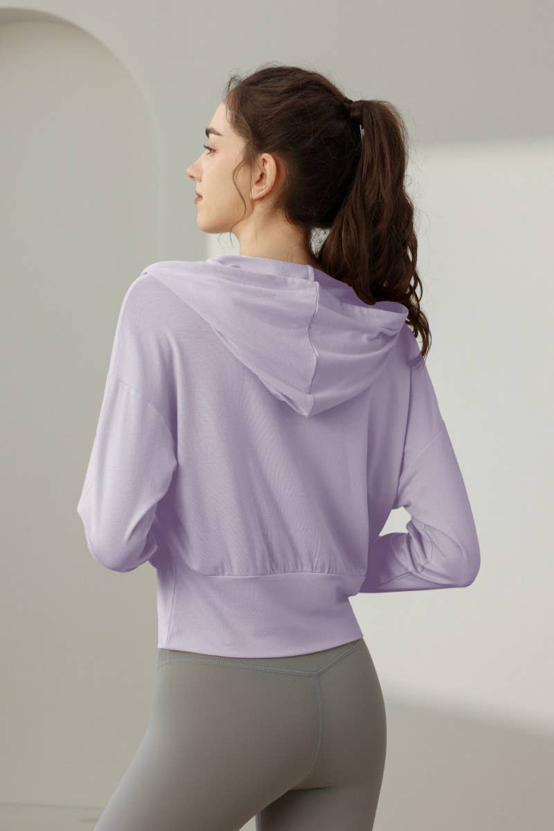 CWTBLL3629_NEW STYLE SPORTS LOOSE YOGA JACKET HOODED TOP